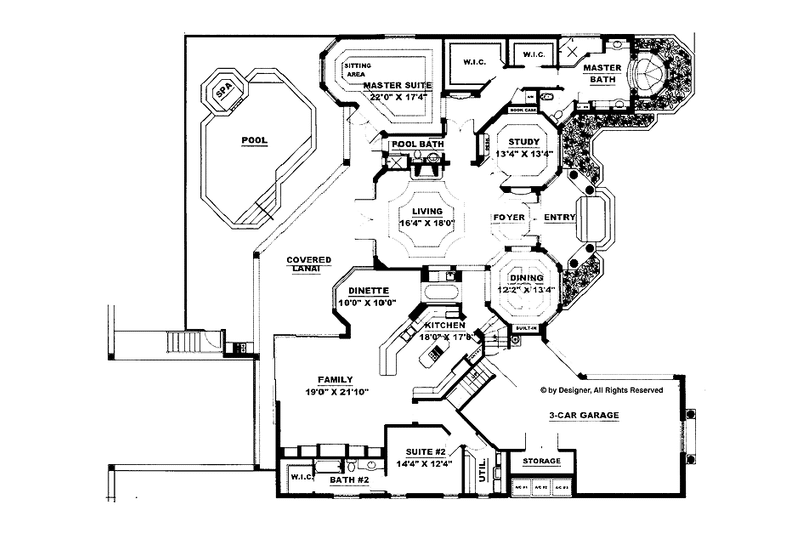 Dream House Plan - Floor Plan - Main Floor for Mediterranean House Plan #1017-61 - 4 bed, 5 bath