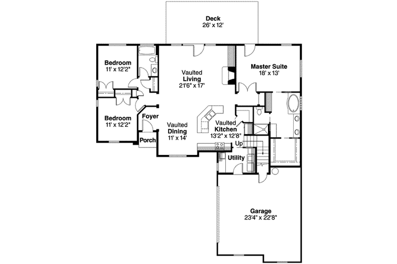 Home Plan - Floor Plan - Main Floor for Ranch House Plan #124-580 - 3 bed, 2.5 bath