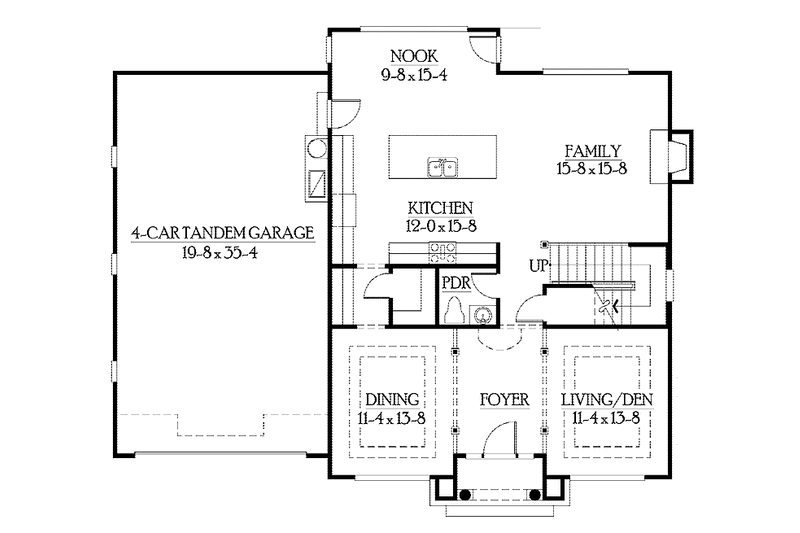 Home Plan - Floor Plan - Main Floor for Prairie House Plan #132-382 - 4 bed, 2.5 bath