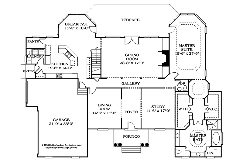 Dream House Plan - Floor Plan - Main Floor for Classical House Plan #453-195 - 4 bed, 4.5 bath