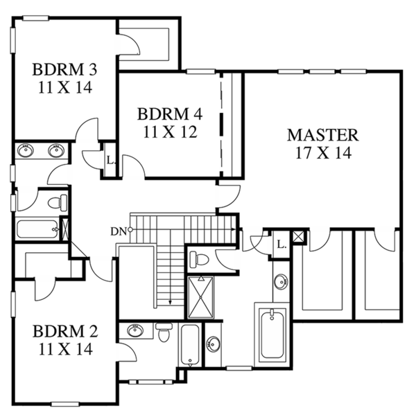 Architectural House Design - Colonial Floor Plan - Upper Floor Plan #1053-64