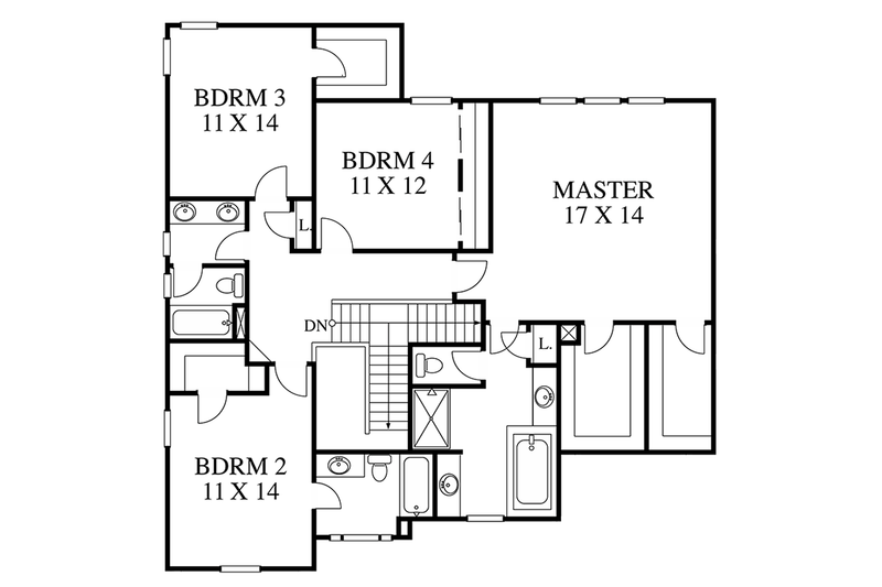 Home Plan - Floor Plan - Upper Floor for Colonial House Plan #1053-64 - 4 bed, 4 bath
