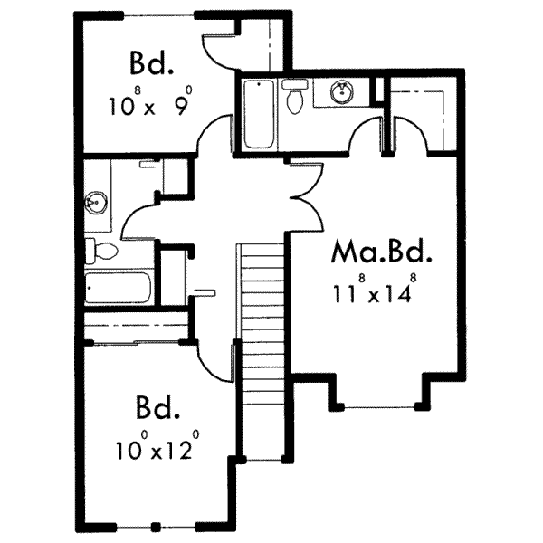 Traditional Floor Plan - Upper Floor Plan #303-376