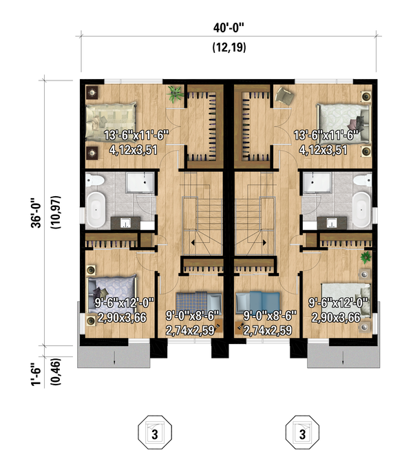 European Floor Plan - Upper Floor Plan #25-5019