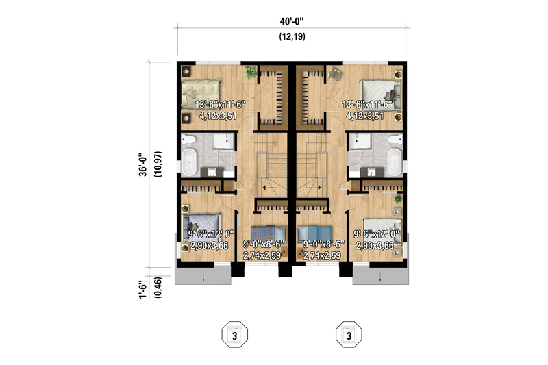 Architectural House Design - Floor Plan - Upper Floor for European House Plan #25-5019 - 6 bed, 2 bath