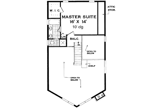 Floor Plan - Upper Floor for Cottage House Plan #3-117 - 3 bed, 2 bath