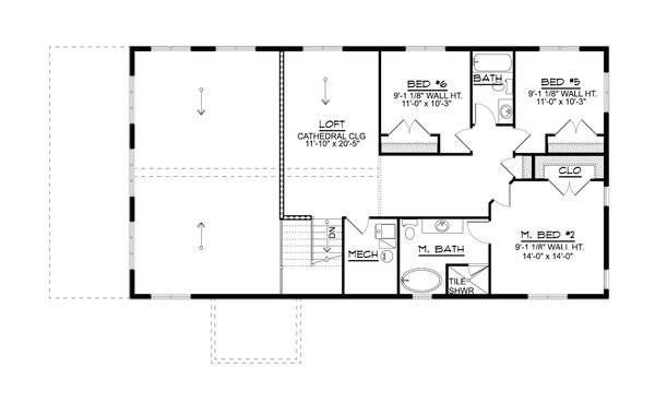 Barndominium Floor Plan - Upper Floor Plan #1064-374