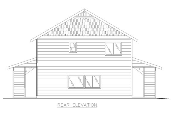Exterior - Rear Elevation for Bungalow House Plan #117-807 - 3 bed, 3 bath