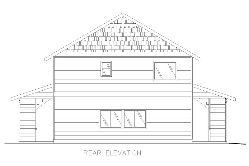 Architectural House Design - Exterior - Rear Elevation for Bungalow House Plan #117-807 - 3 bed, 3 bath