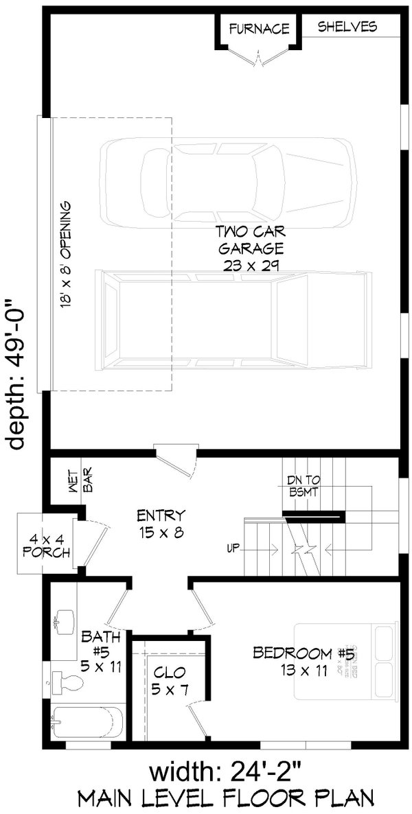 Contemporary Floor Plan - Main Floor Plan #932-970