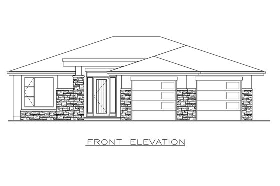 Exterior - Front Elevation 3 for Modern House Plan #1100-23 - 3 bed, 2 bath