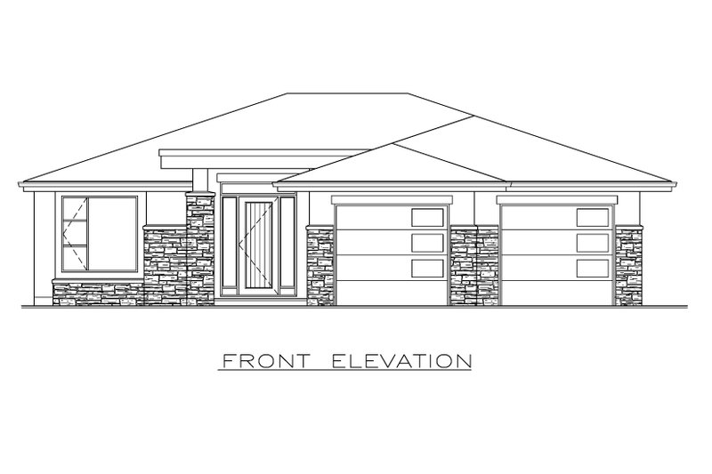 House Design - Exterior - Front Elevation 3 for Modern House Plan #1100-23 - 3 bed, 2 bath