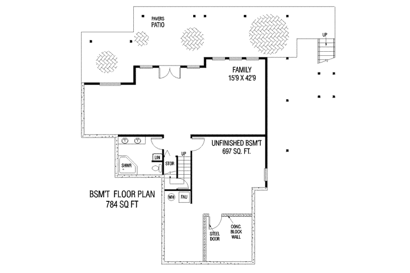 Home Plan - Floor Plan - Lower Floor for Traditional House Plan #60-577 - 3 bed, 3 bath