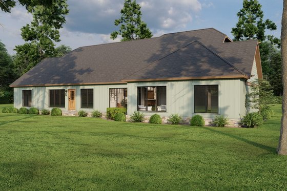Exterior - Rear Elevation for European House Plan #17-2220 - 2 bed, 2 bath