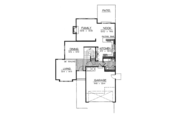 Floor Plan - Main Floor for Traditional House Plan #90-202 - 3 bed, 2.5 bath