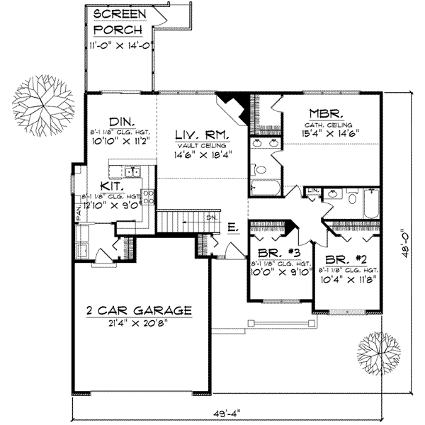 House Plan Design - Ranch Floor Plan - Main Floor Plan #70-581