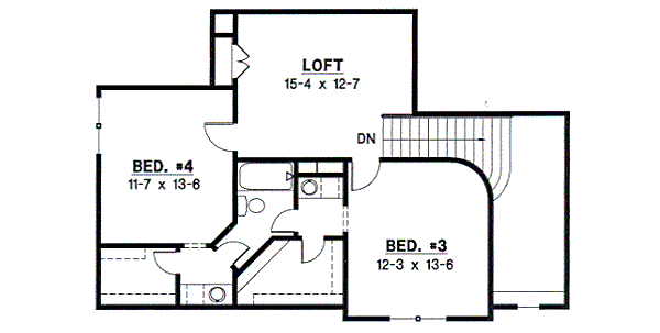 Traditional Floor Plan - Upper Floor Plan #67-414