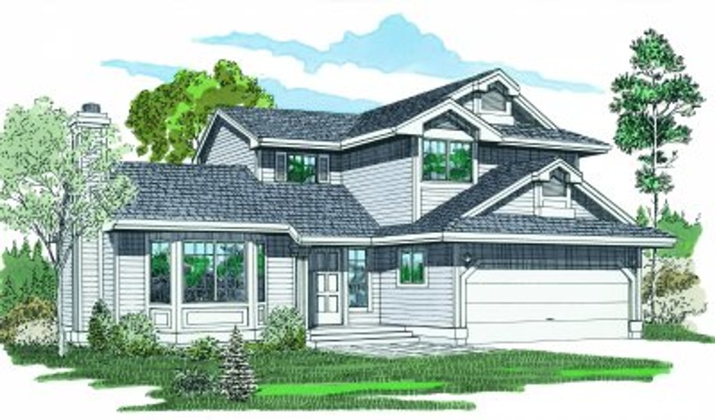 Exterior - Front Elevation 2 for Traditional House Plan #47-618 - 3 bed, 2.5 bath