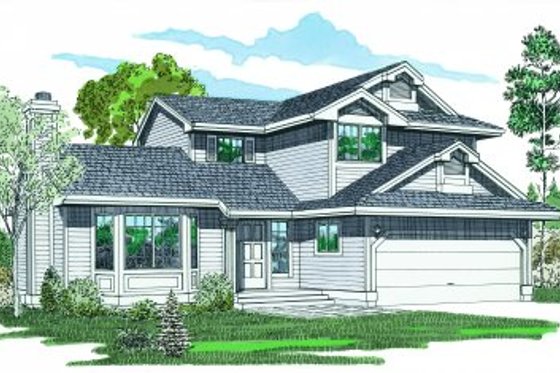 Exterior - Front Elevation for Traditional House Plan #47-618 - 3 bed, 2.5 bath