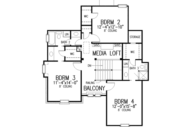 Dream House Plan - Floor Plan - Upper Floor for European House Plan #410-411 - 4 bed, 3.5 bath