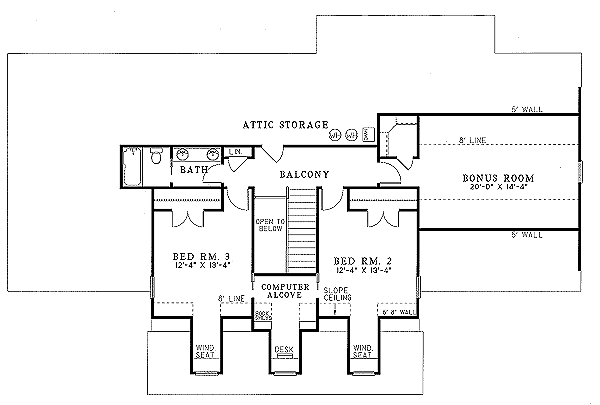 House Plan Design - Southern Floor Plan - Upper Floor Plan #17-214