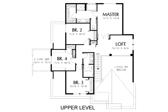 Floor Plan - Upper Floor for Traditional House Plan #48-175 - 5 bed, 2.5 bath