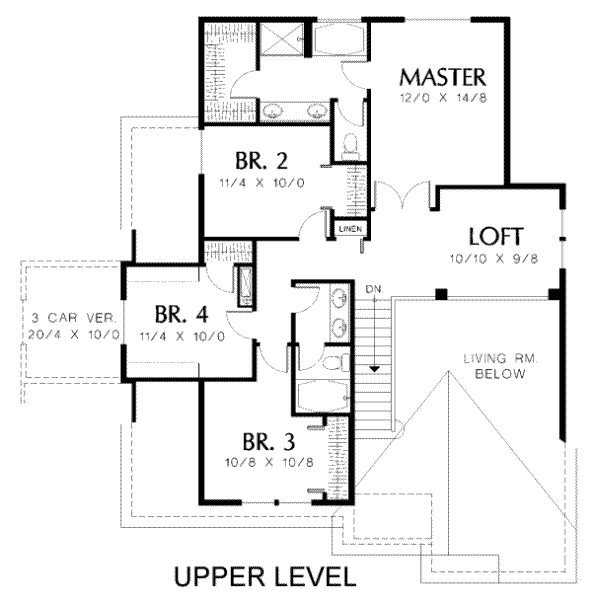 Architectural House Design - Traditional Floor Plan - Upper Floor Plan #48-175