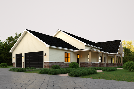 Exterior - Front Elevation 4 for Farmhouse House Plan #1112-18 - 3 bed, 4 bath