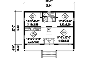 Floor Plan - Main Floor for Contemporary House Plan #25-4569 - 2 bed, 1 bath