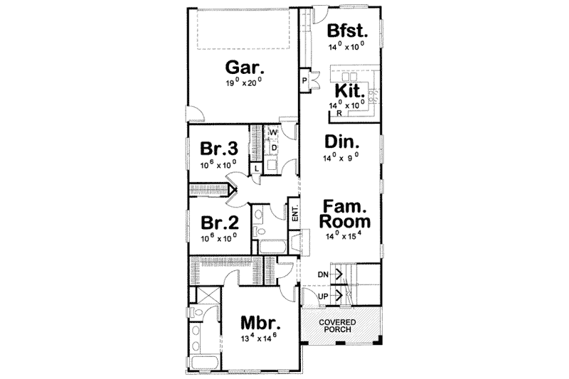 Home Plan - Floor Plan - Main Floor for European House Plan #20-1746 - 5 bed, 3 bath