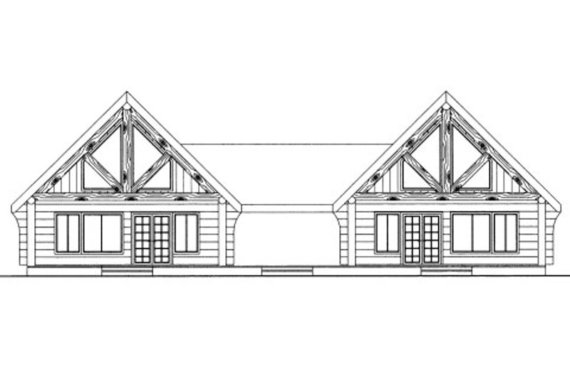 House Blueprint - Log Exterior - Front Elevation Plan #117-590