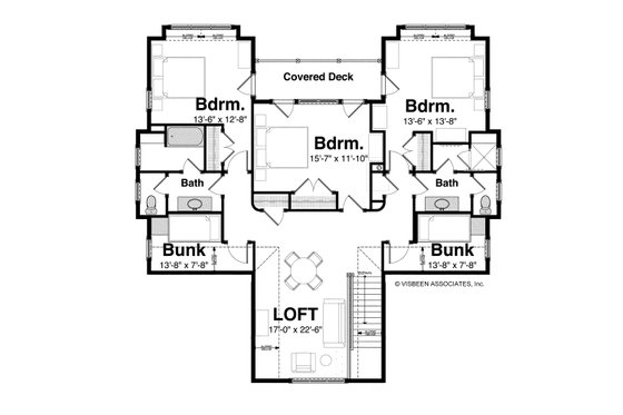 Floor Plan - Upper Floor for Country House Plan #928-4 - 5 bed, 4.5 bath