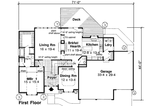 Floor Plan - Main Floor for Traditional House Plan #312-315 - 4 bed, 3.5 bath