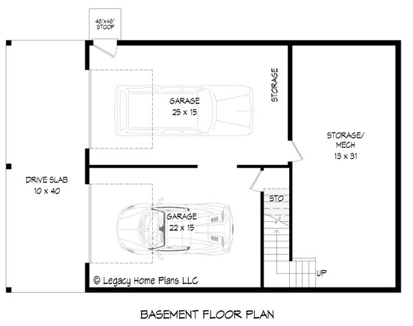 Southern Floor Plan - Lower Floor Plan #932-846