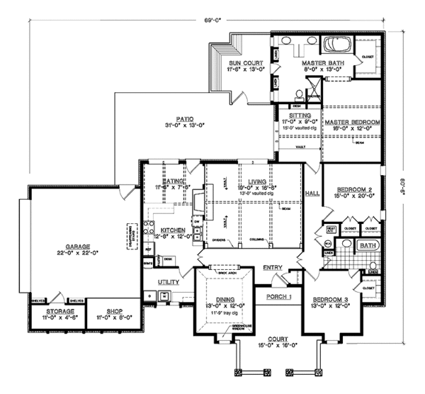 Architectural House Design - Traditional Floor Plan - Main Floor Plan #45-484