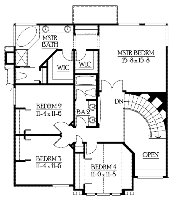 Craftsman Floor Plan - Upper Floor Plan #132-373