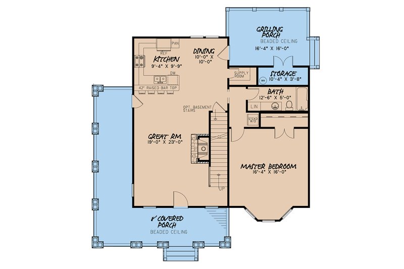 Architectural House Design - Floor Plan - Main Floor for Craftsman House Plan #923-141 - 3 bed, 2 bath