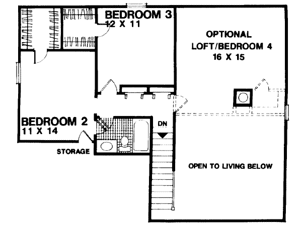 House Design - Traditional Floor Plan - Upper Floor Plan #56-130