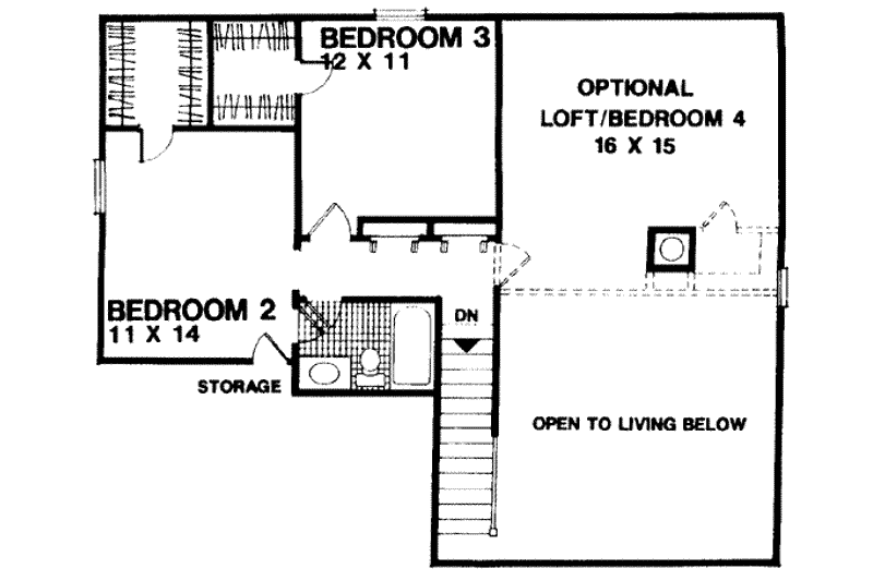 Home Plan - Floor Plan - Upper Floor for Traditional House Plan #56-130 - 3 bed, 2.5 bath