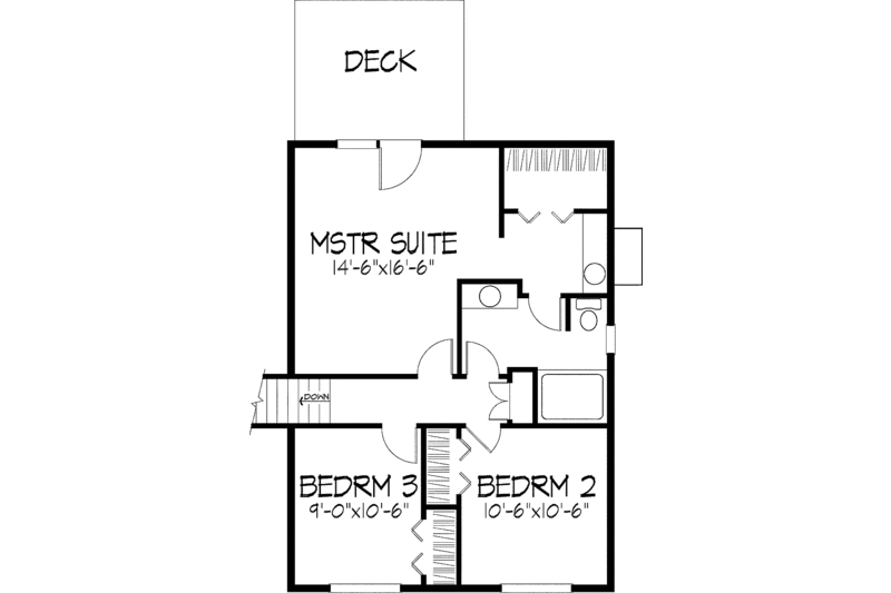 Dream House Plan - Floor Plan - Upper Floor for Colonial House Plan #51-740 - 3 bed, 2 bath