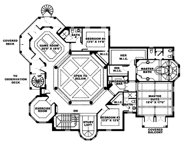 Dream House Plan - Mediterranean Floor Plan - Upper Floor Plan #1017-56