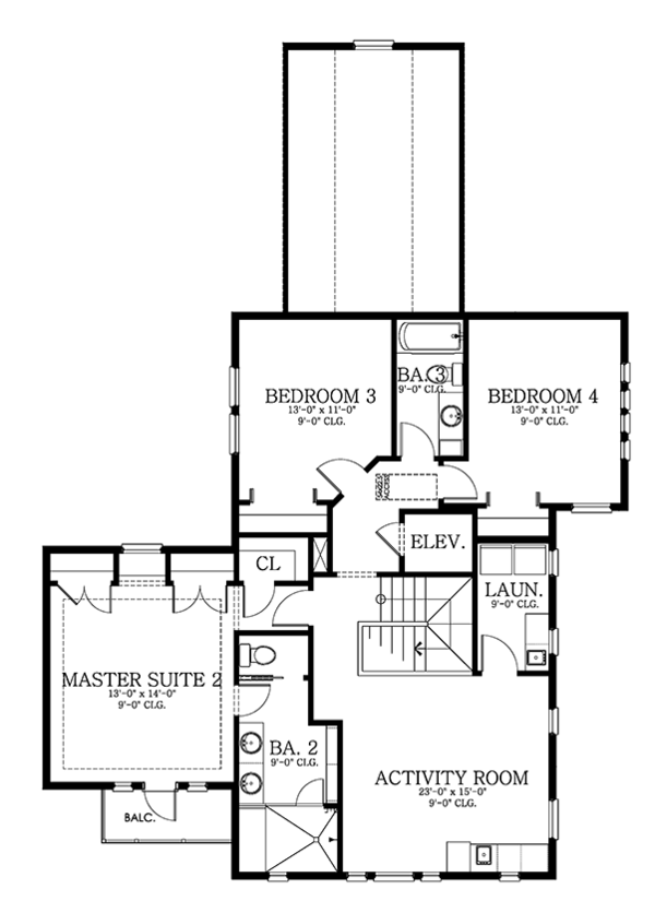 Architectural House Design - Farmhouse Floor Plan - Upper Floor Plan #1058-73