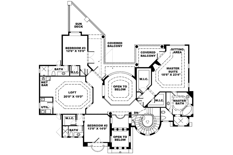 Dream House Plan - Floor Plan - Upper Floor for Mediterranean House Plan #1017-108 - 4 bed, 4.5 bath