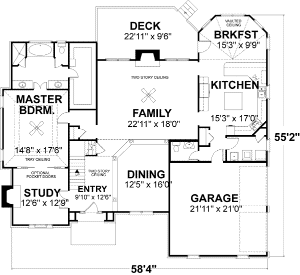 Architectural House Design - European Floor Plan - Main Floor Plan #56-204