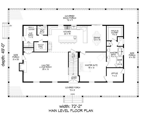 Dream House Plan - Farmhouse Floor Plan - Main Floor Plan #932-1079