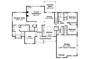 Floor Plan - Main Floor for Ranch House Plan #124-887 - 3 bed, 2.5 bath