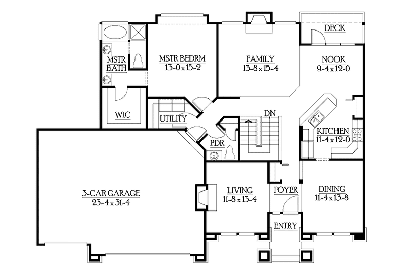 Dream House Plan - Floor Plan - Main Floor for Craftsman House Plan #132-340 - 4 bed, 3.5 bath