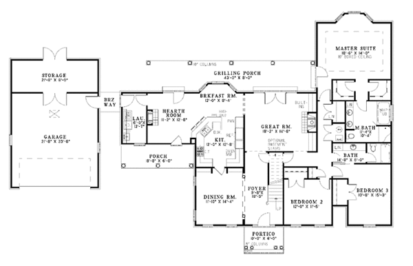Home Plan - Country Floor Plan - Main Floor Plan #17-3296