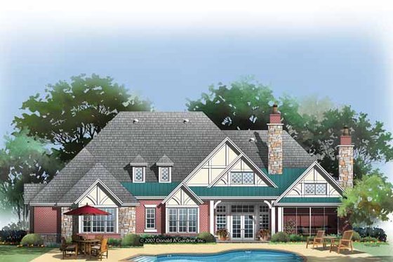 Exterior - Rear Elevation for Craftsman House Plan #929-848 - 4 bed, 3 bath