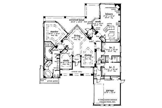 Floor Plan - Main Floor for Prairie House Plan #930-85 - 3 bed, 2.5 bath